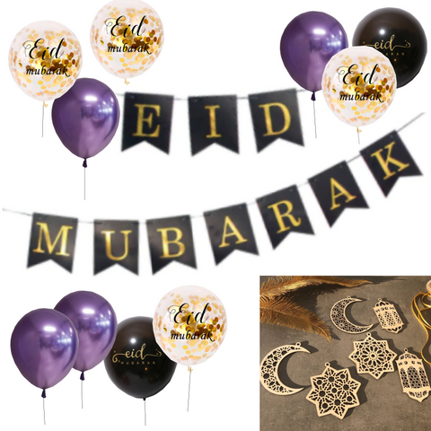 Eid Party Decoration Purple and Black Bundle