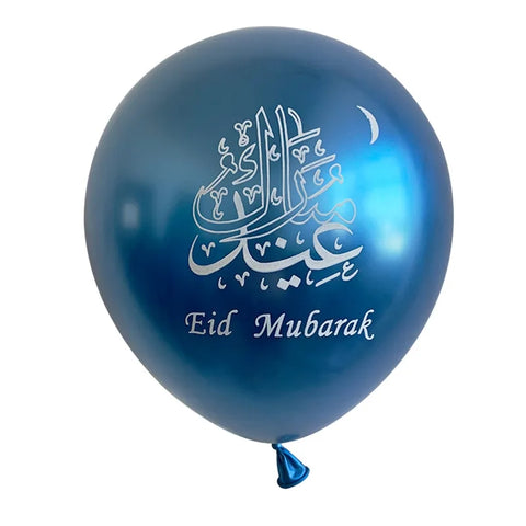 Blue Eid Mubarak balloons 10pk