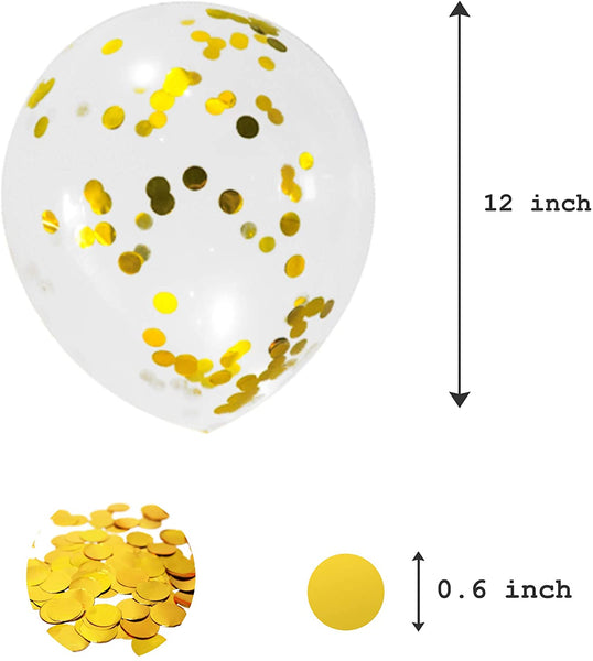 12" Gold confetti balloons