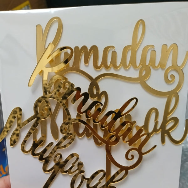 Ramadan Mubarak Cake topper - Acrylic Gold