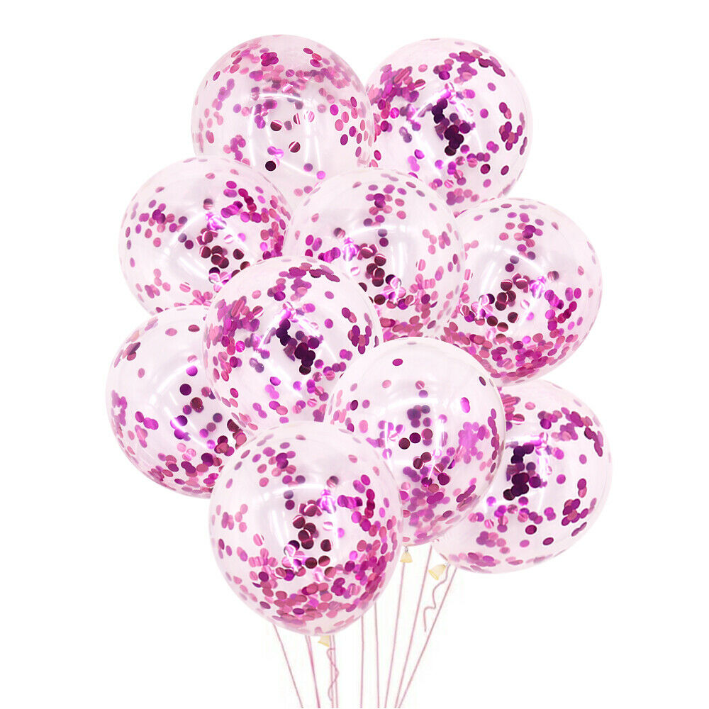 12" Pink confetti balloons 10pk