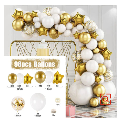 Balloon Garland Kit - Gold and White