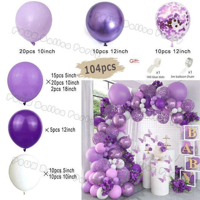 Balloon garland kit - purple sparkle