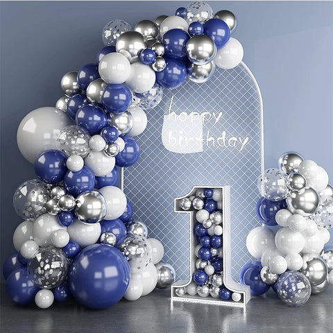 Balloon Garland Kit - Blue and Silver